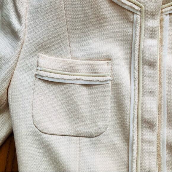 Rachel Purple Label Lady’s Jacket Cream Pockets Collarless Women’s Size S - Picture 4 of 10